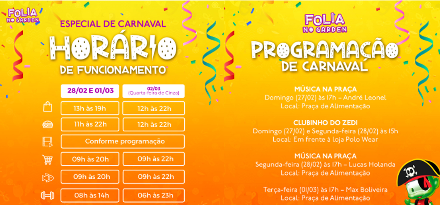 Via Café Garden Shopping tem programação especial para família, durante o período de Carnaval.