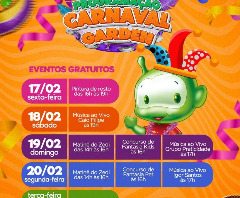 Confira a programação de Carnaval do Via Café Garden Shopping